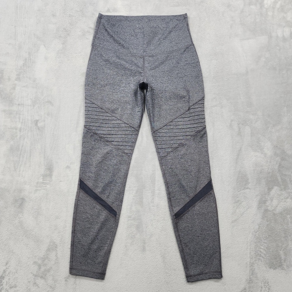 Old Navy Active Leggings Womens M Gray Go-Dry Crop High Rise Mesh Panel Yoga Gym